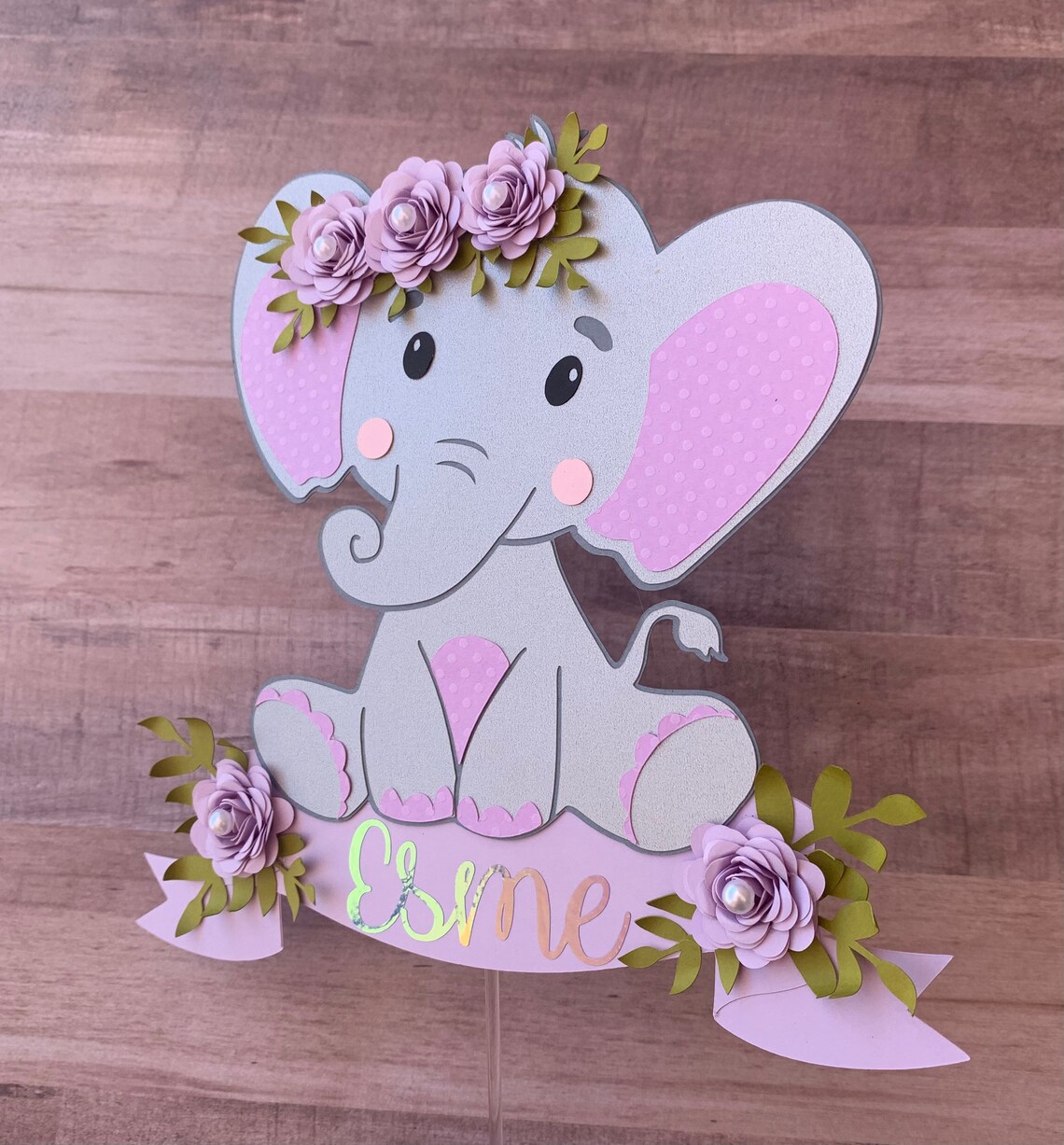 Baby Girl Elephant cake topper Etsy