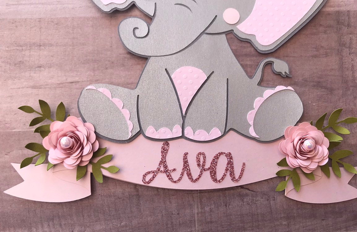 Baby Girl Elephant cake topper Etsy