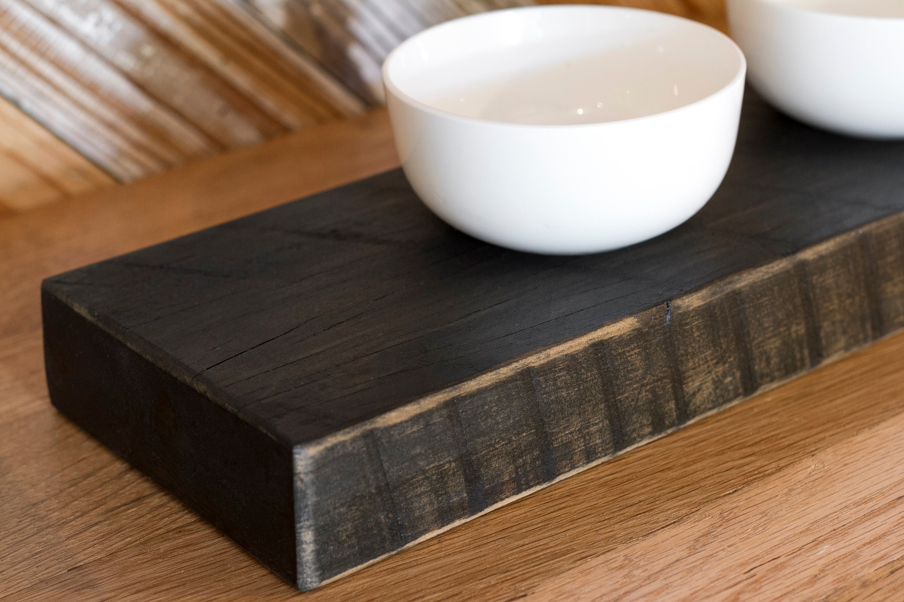 Reclaimed Wood Dip Server Condiment Bowl Set Ebony Color Etsy