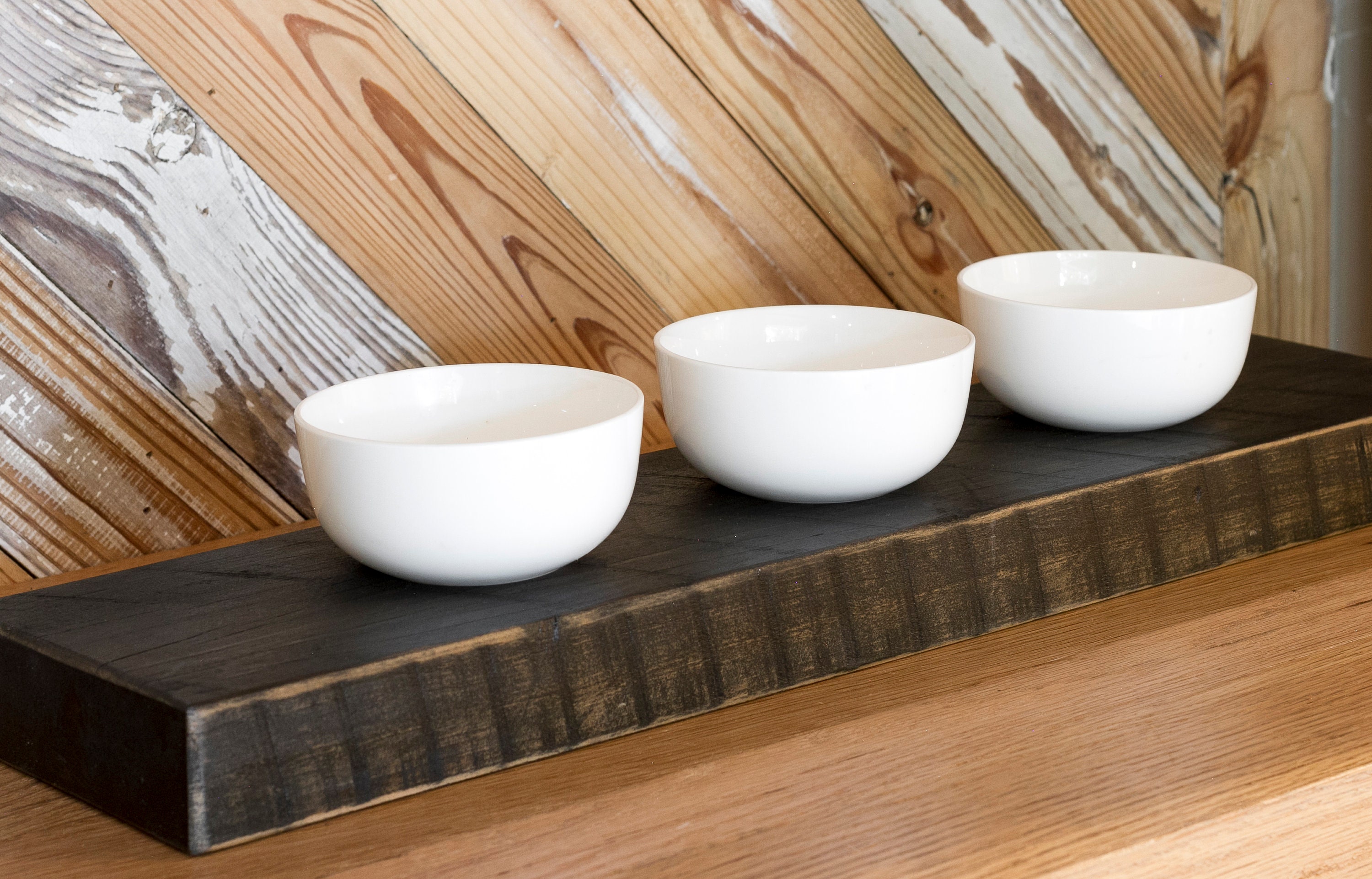 Reclaimed Wood Dip Server Condiment Bowl Set Ebony Color Etsy