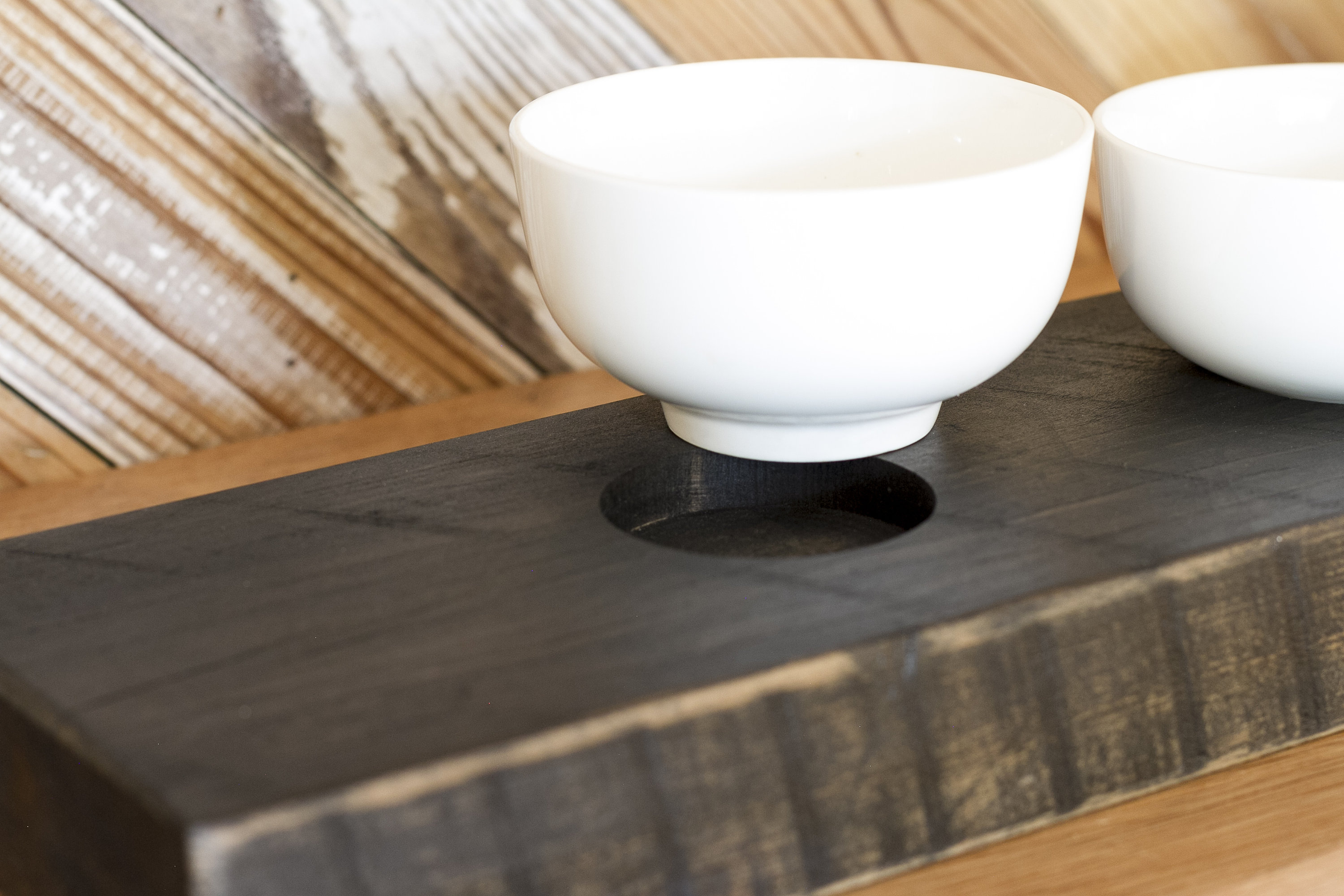 Reclaimed Wood Dip Server Condiment Bowl Set Ebony Color Etsy