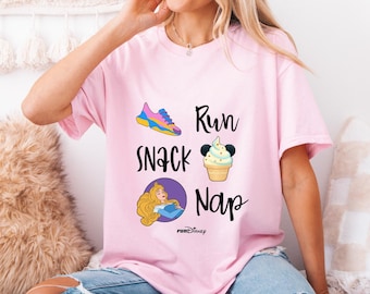Run Disney Marathon Shirt, Snack Nap Design, Disney Fan Apparel