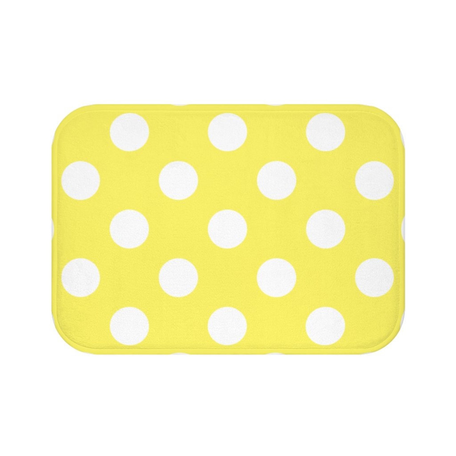 Yellow Polka Dot Bath Mat Cute Bath Mats Bathroom Decor Etsy