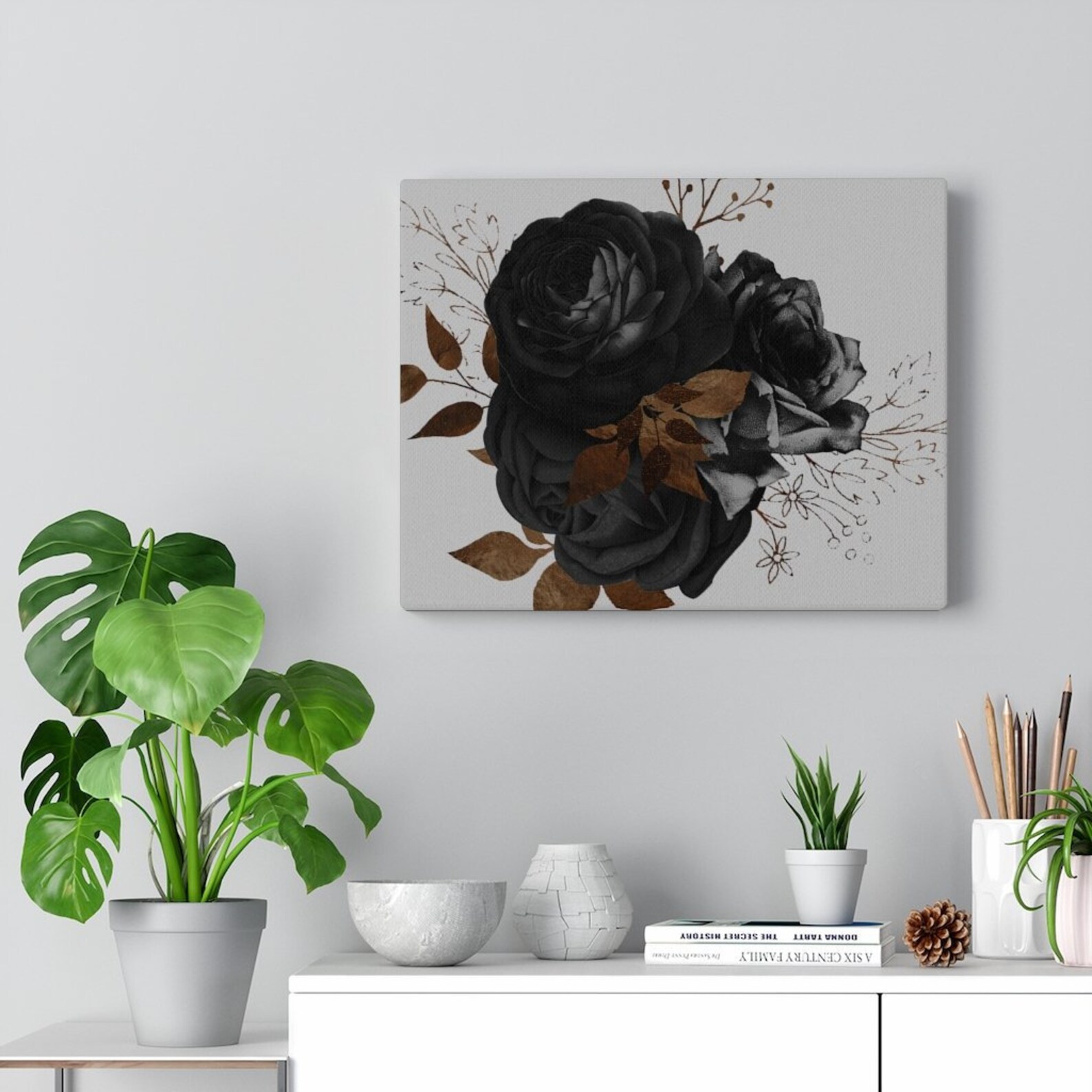 Black Rose Wall Art Décor mural Décor dappartement Décor Etsy