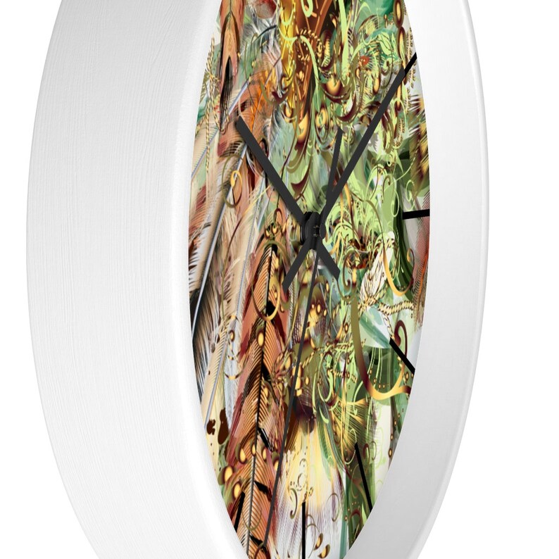 Office Wall Clock Unique Wall Clock Wooden Wall Clock Kitchen Wall Clock Bohemian Exotic Feather Wall Clock Minimalist Wall Clock