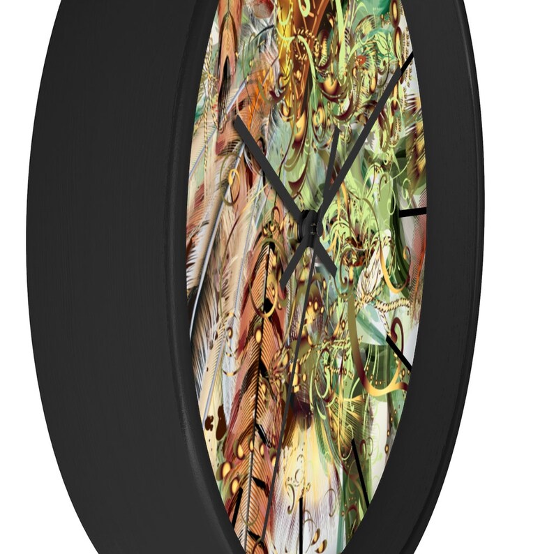 Office Wall Clock Unique Wall Clock Wooden Wall Clock Kitchen Wall Clock Bohemian Exotic Feather Wall Clock Minimalist Wall Clock