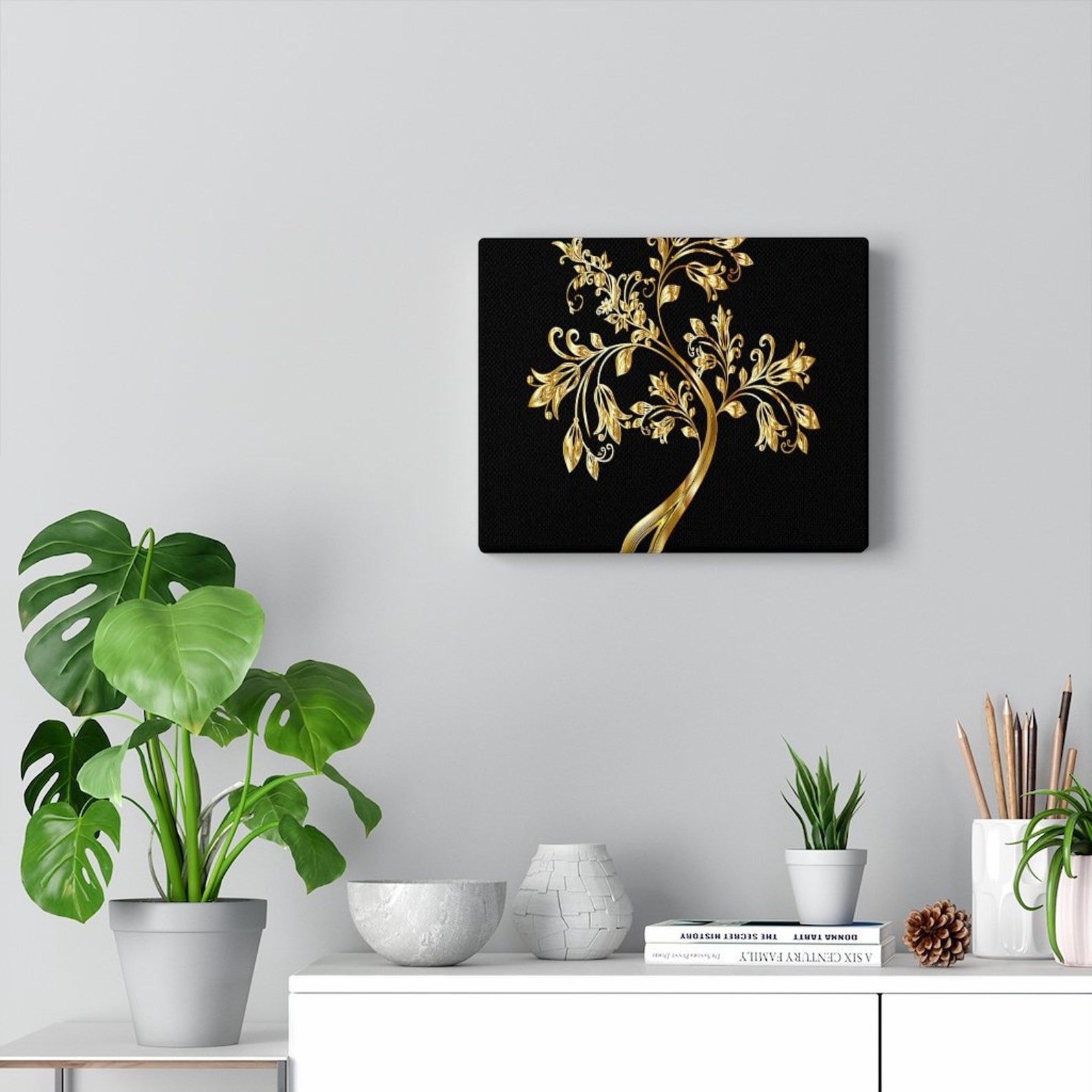 Golden Tree Wall Art Wall Decor Apartment Decor Bedroom Etsy