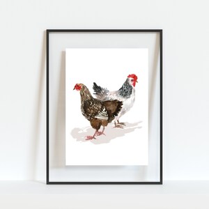 Farmhouse Chicken Watercolor Wall Decor, Farm Animal, Chicken - Farmhouse Wall Art - Rustic Decor - farmhouse chickens - Nursery Animal