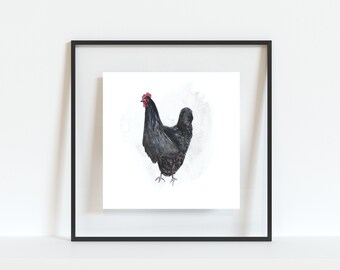 Chicken Watercolor Print // Wall Art - Farmhouse Decor - Farmhouse Wall Art - Farm Sign - Farm Animal - Rustic Home Decor