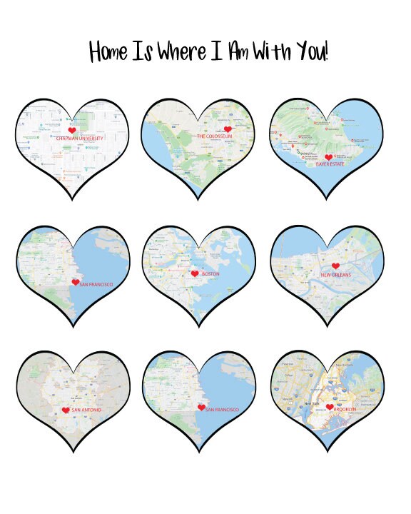 Customized Heart Map Art 5 Heart Map 9 Heart Map Custom | Etsy