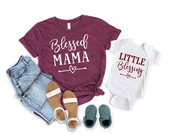 Blessed Mama & Little Blessing Matching Shirt Set