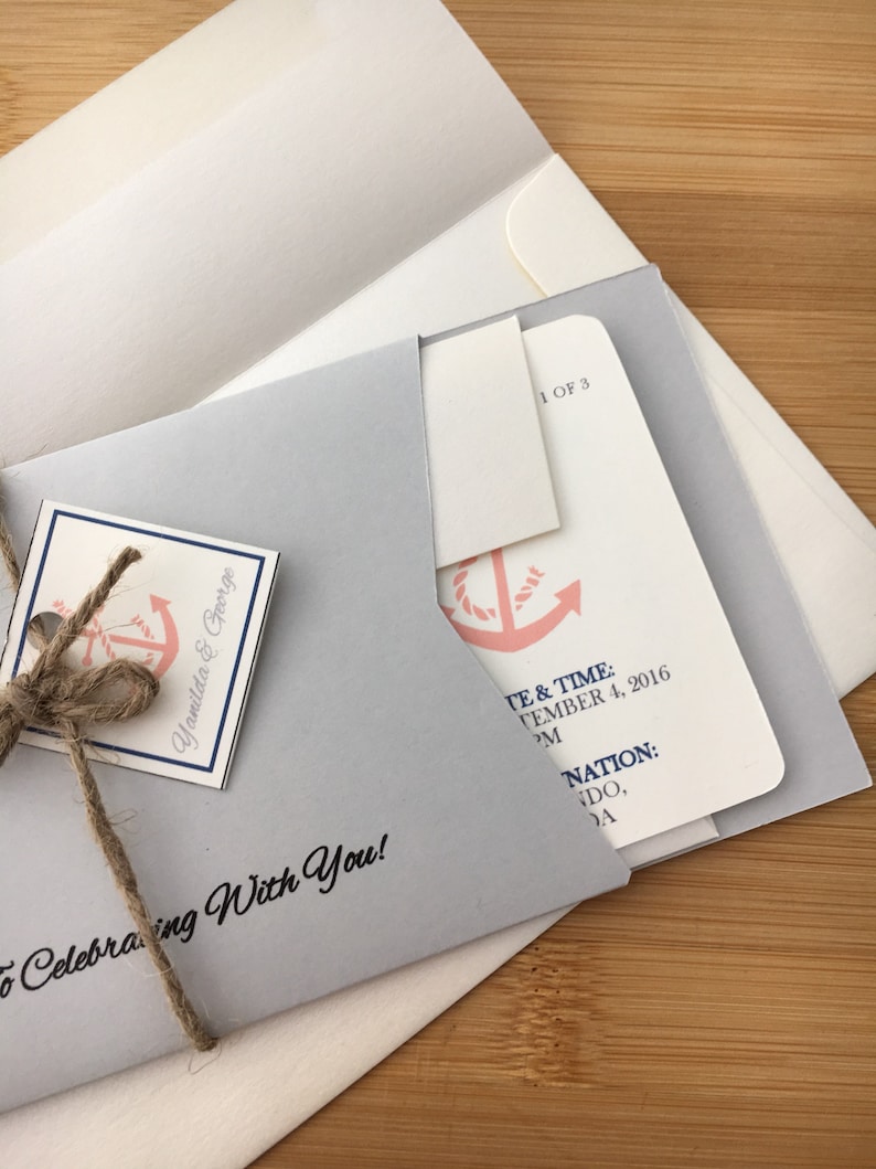 4.5 Piece Destination Wedding Theme with Metallic Envelopes Wedding Boarding Pass Invite