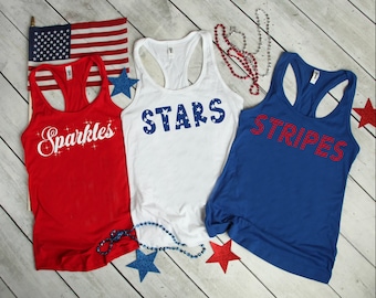 Stars, Stripes, Sparkles 4th of July Tank Top