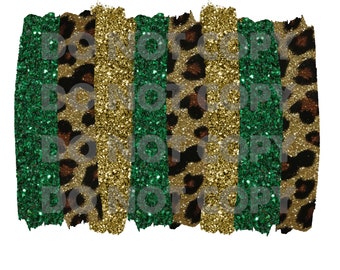 Green Gold and Leopard Brushstrokes PNG download