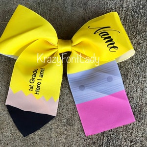 Personalized pencil back to school hair bow