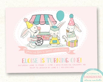 bunny birthday invitation bunny invitation first birthday etsy