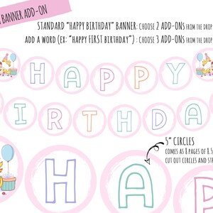 Pu&ograve; includere: Uno striscione di compleanno stampabile con cerchi rosa e lettere colorate che compongono la scritta "BUON COMPLEANNO". Lo striscione &egrave; fornito con 8 pagine di PDF da 8,5" x 11" e include istruzioni per ritagliare i cerchi e infilarli.