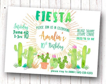 Fiesta Birthday Invitation, Fiesta Invitation, Cactus Birthday Invitation, Cactus Invitation, Fiesta Birthday, Fiesta Baby Shower Invitation