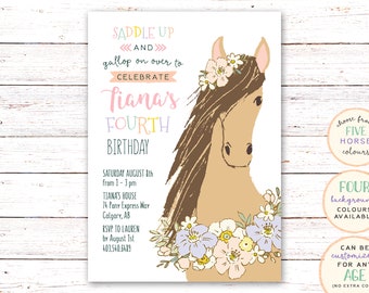 Pony Birthday Invitation, Pony Invitation, Horse Invitation, Horse Birthday Invitation, Shabby Chic Horse Invitation, Pony Party Decorations