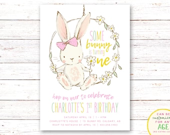 Invito a forma di coniglietto, invito di compleanno a forma di coniglietto, invito per il primo compleanno, inviti per il compleanno di una bambina, invito per una festa a forma di coniglietto, invito primaverile