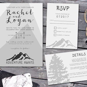 Wedding Invitation, Mountain Wedding Invitation Suite, Mountain Wedding Invitation, Woodland Invitation, Forest Wedding Invitation, Mountain