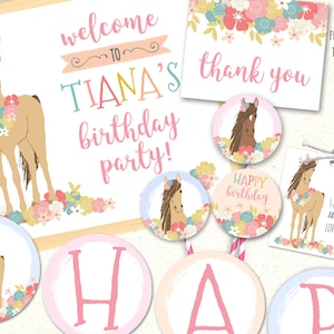 Pony Party Printables, Pferdeeinladung, Pferde Partydekoration, Pferd Geburtstagseinladung, Pony-Geburtstagsdekoration, Pony Partydekoration