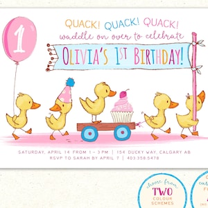 Ducky Invitation, Duck Invitation, First Birthday Invitation, Duckling Invitation, Spring Birthday Invitation, Ducky Party Decorations