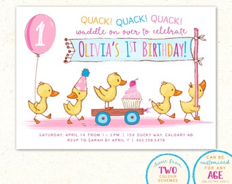 Ducky Invitation, Duck Invitation, First Birthday Invitation, Duckling Invitation, Spring Birthday Invitation, Ducky Party Decorations
