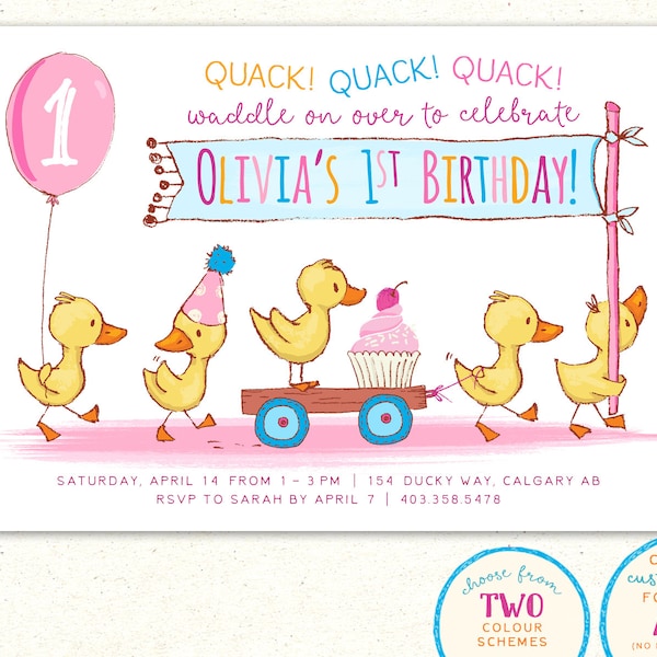 Ducky Invitation, Duck Invitation, First Birthday Invitation, Duckling Invitation, Spring Birthday Invitation, Ducky Party Decorations