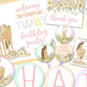 Pony Party Printables, Pony Party Decorations, Horse Party Decorations, Pony Birthday Invite, Pony Birthday Decorations, Horse Party Decor