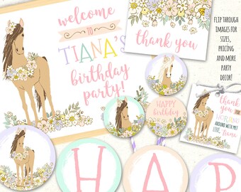 Pony Party Printables, Pony Party Decorations, Horse Party Decorations, Pony Birthday Invite, Pony Birthday Decorations, Horse Party Decor
