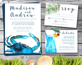 Destination Wedding Invitation, Wedding Invitation, Tropical Wedding Invitation Suite, Beach Wedding Invitation, Beach Invitation Suite, PDF