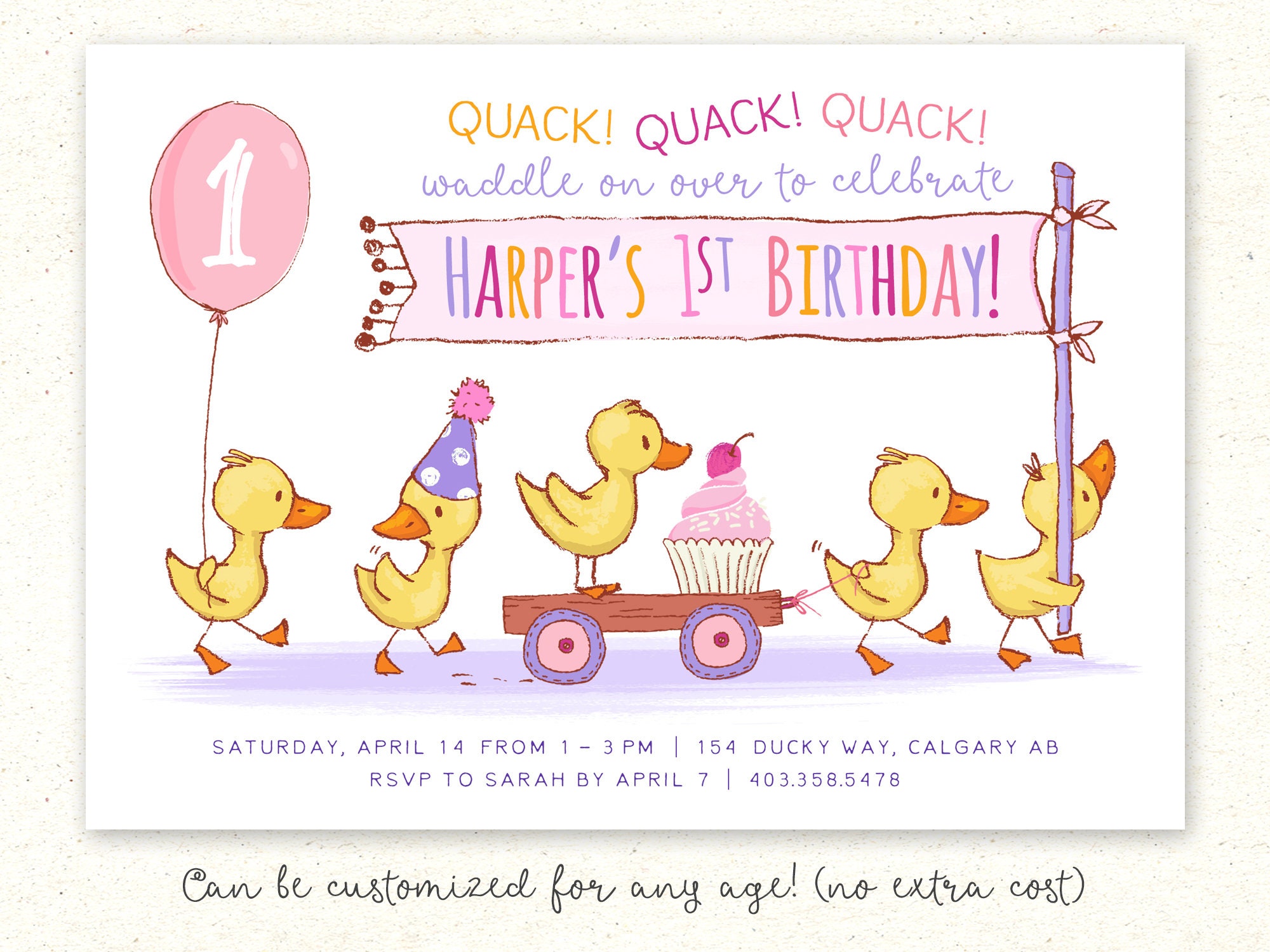 Ducky Printable Invitation Duck Invitation First Birthday Etsy