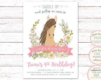 Pony Birthday Invitation, Pony Invitation, Horse Birthday Invitation, Farm Party Invitation, Pony Party Decorations, Ranch Party Invitation