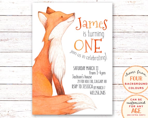 Woodland Birthday Invitation, Fox Birthday Invitation, Woodland Invitation, First Birthday Invitation, Woodland Invite, Fox Invitation, Fox