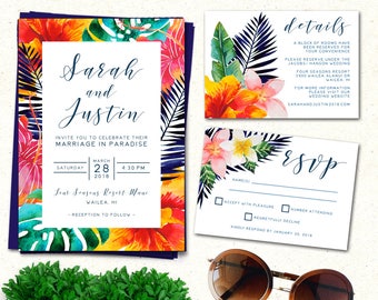 Wedding Invitation, Destination Wedding Invitation, Tropical Wedding Invitation, Destination Wedding Invitation Suite, Tropical Invitation