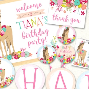 Pony Party Printables, Pony Party Decorations, Horse Party Decorations, Pony Birthday Invite, Pony Birthday Decorations, Horse Party Decor