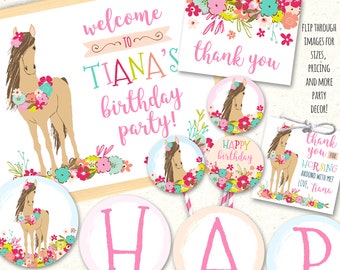 Pony Party Printables, Pony Party Decorations, Horse Party Decorations, Pony Birthday Invite, Pony Birthday Decorations, Horse Party Decor