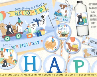 Puppy Party Printables, Puppy Invitation, Puppy Party Decorations, Puppy Birthday Invitation, Dog Party Decor, Puppy Adoption Party Banner