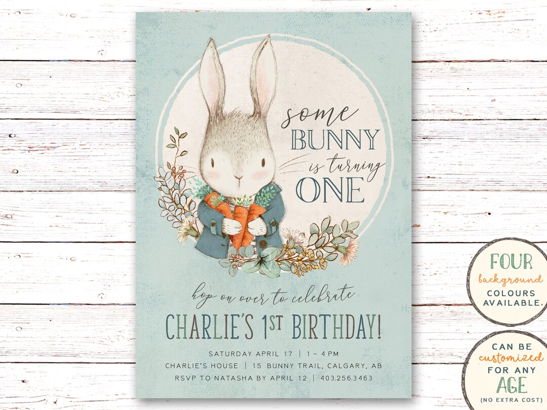 Simon The Rabbit Invitation Bunny Invitation, Peter Rabbit Invitation, Bunny Party Invitation ...