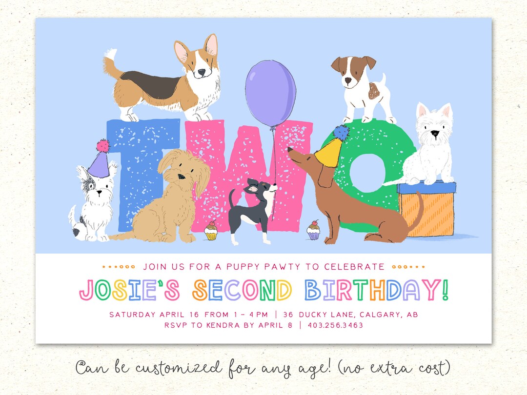Printable Puppy Birthday Invitation, Puppy Party Invitation, Girl Puppy ...