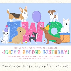 Printable Puppy Birthday Invitation, Puppy Party Invitation, Girl Puppy ...