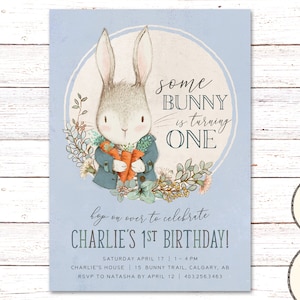 Bunny Invitation, Peter Rabbit Invitation, Bunny Party Invitation, Peter Rabbit Invite, Boy Birthday Invitation, Vintage Peter Rabbit Party