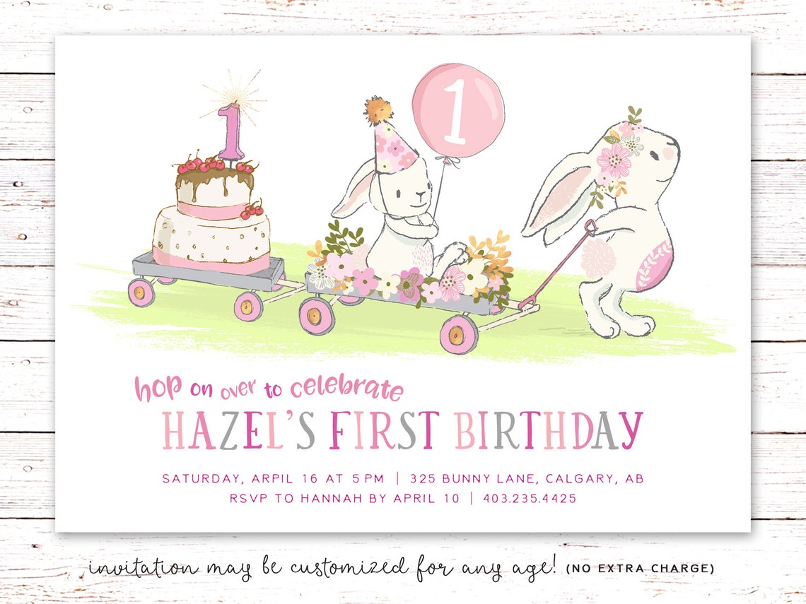 Printable Bunny Birthday Invitation Bunny Birthday Invite | Etsy