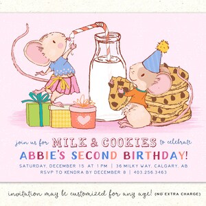 Milk and Cookies Invitation, Cookies and Milk Party Invitation, Milk and Cookies Birthday Invitation, Milk and Cookies, Birthday Invitation