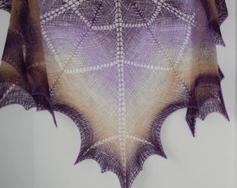 Hand knit shawl.shawl,Lace wool shawl - peach-purple-grey colors Hand Hand knit Shawl, knit Shawl, knitted shawl, Lace shawl,