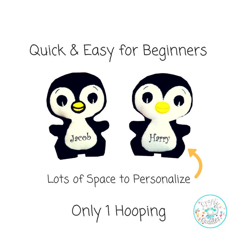 Download ITH Penguin Stuffie ITH Embroidery Design Single Hoop 4x4 ...