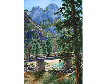 Yosemite - Note Card - Giclee - Bridge at Sentinel Rock