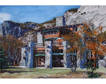 Yosemite - Note Card - Giclee - Ahwahnee Hotel