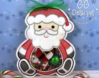Santa Peekaboo Treat Bag in the hoop machine embroidery design